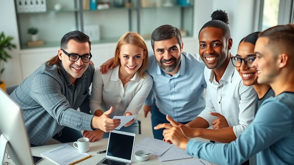 small business team collaborating on blog content business blogging benefits