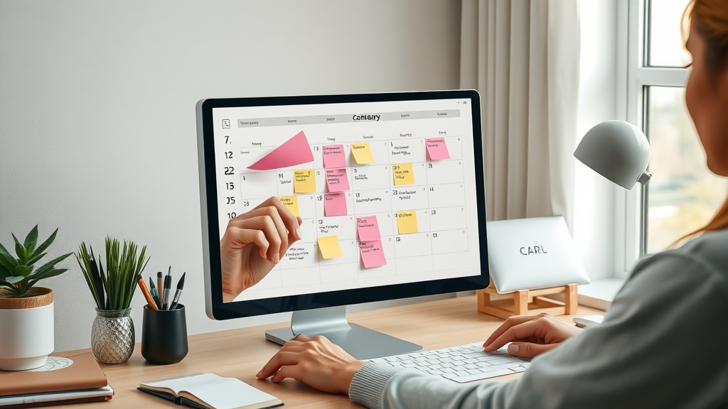 Marketing professional planning social media marketing content calendar