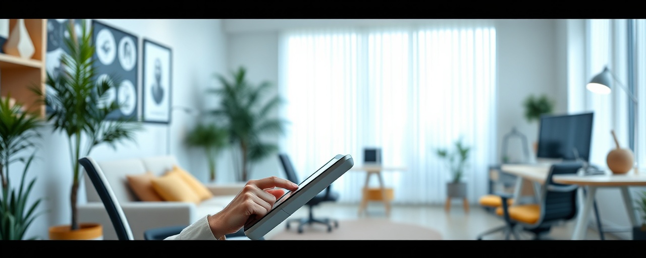 interactive SEO content, engaged, clicking on a tablet, photorealistic, home office with ergonomic furniture, highly detailed, interactive UI elements, 8K resolution, pastel colors, soft even lighting, shot with a 70-200mm camera lens.