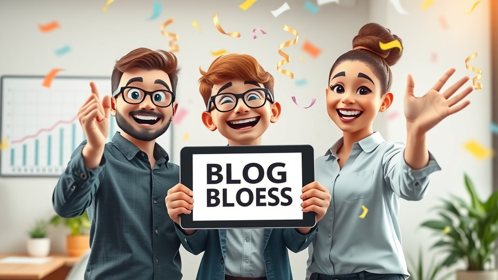 small business owner team celebrating blog traffic success