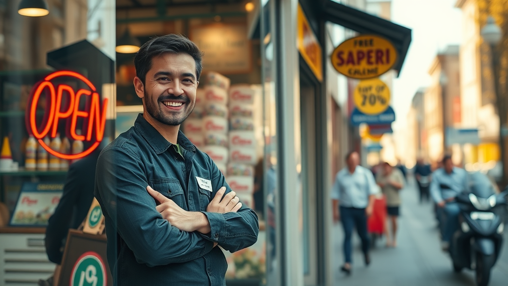 SEO for small businesses dynamic storefront open sign welcoming customers