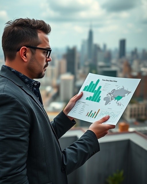 local seo expert, focused, presenting a strategy, photorealistic, urban rooftop setting with cityscape in the background, highly detailed, charts and maps overlay, 8k, green and grey, natural light, shot with a Sony FE 24-70mm f/2.8 GM lens.