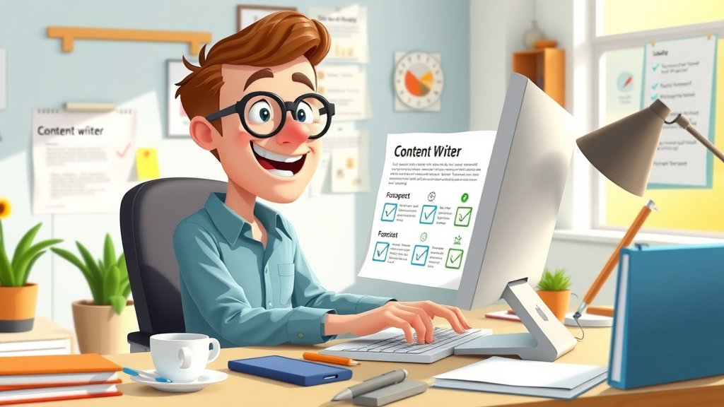 content optimization for small business blogs: Motivated writer creating high-quality blog posts on desktop