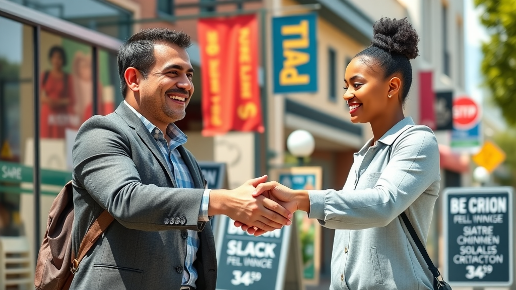 Local small business owners collaborating for digital cross-promotion marketing