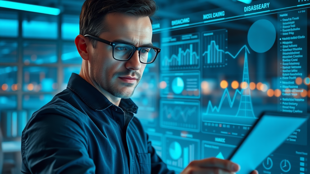 business analyst reviewing local marketing metrics foot traffic success