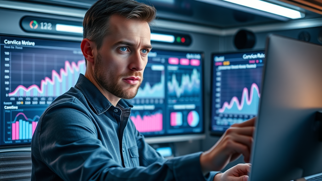 conversion rate metrics - digital marketer tracking blog lead generation performance at control center