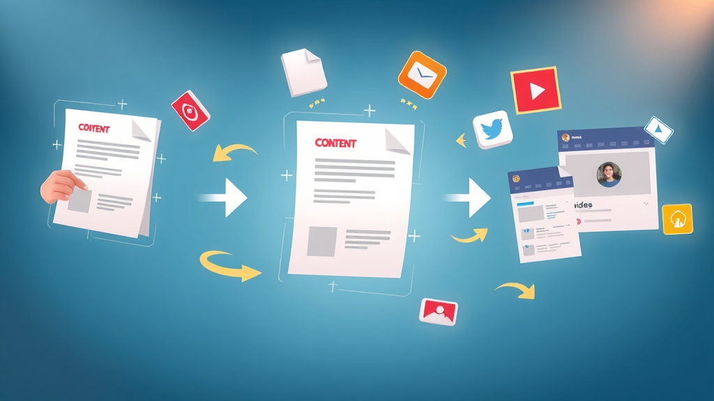 content marketing success workflow documents transforming into videos and social posts