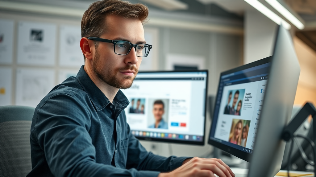Optimizing image alt tags for SEO: Web designer adding SEO-friendly alt text in website CMS backend