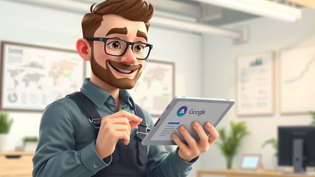 professional roofer updating a Google Business Profile on a tablet for roof repair ranking