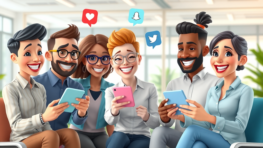 small business team creating social media content across media platforms