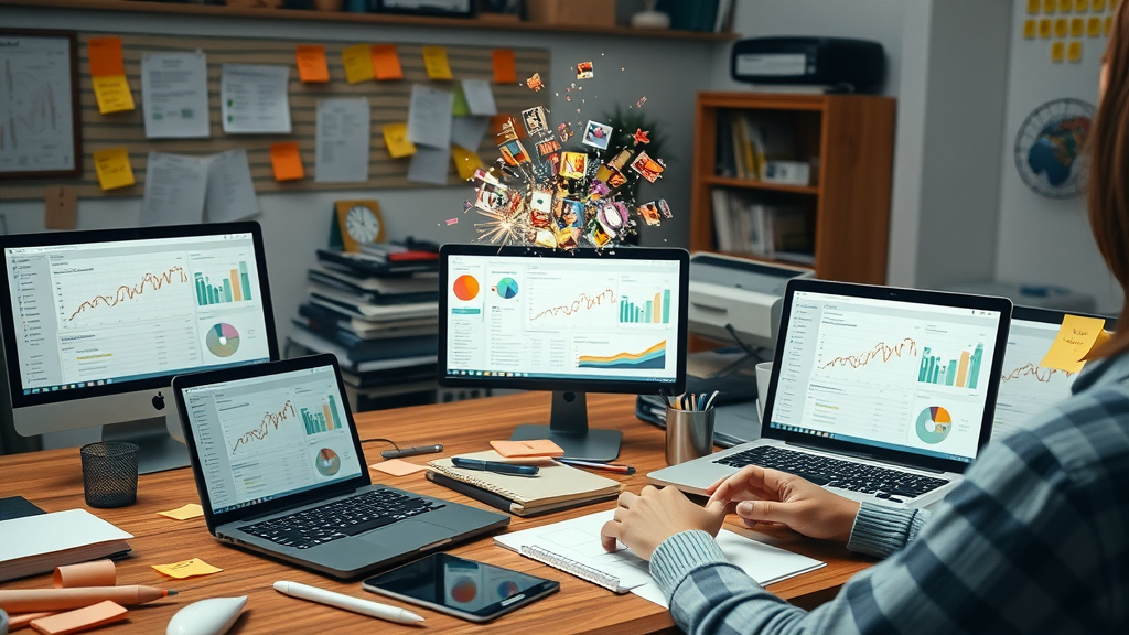 Blogger comparing top SEO tools at organized desk for blog content optimization