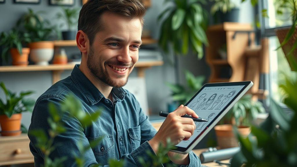business owner sketching target audience persona diagram for blog content