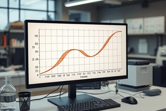 detailed conversion graph, precise, illustrating intricate variations, photorealistic, set on a multi-monitor setup in a modern lab, highly detailed, showcasing layered graph paper textures, muted earth tones, focused spot lighting, shot with a tilt-shift lens.