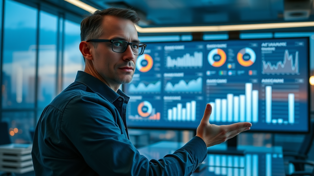 marketing analyst presenting analytics dashboard for online marketing tips