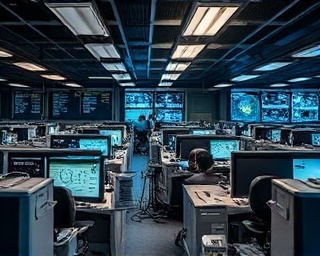 efficient mission execution, precision and coordination, strategizing, photorealistic, bustling operations center with computers and communication equipment, highly detailed, action-packed environment, high dynamic range, sharp contrast colors, overhead fluorescent lighting, shot with a 35mm lens.
