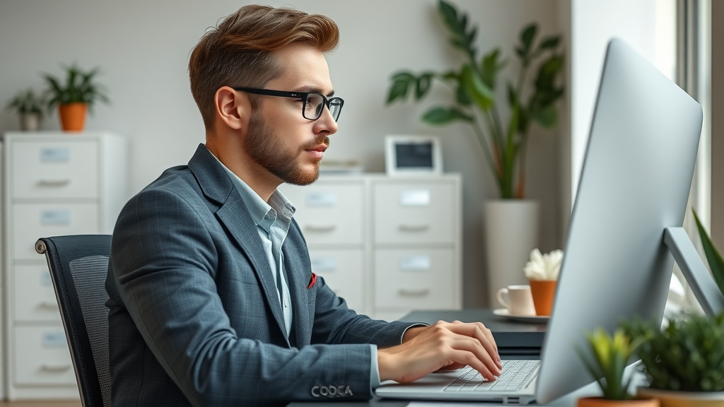 business owner composing email campaign roofing business marketing