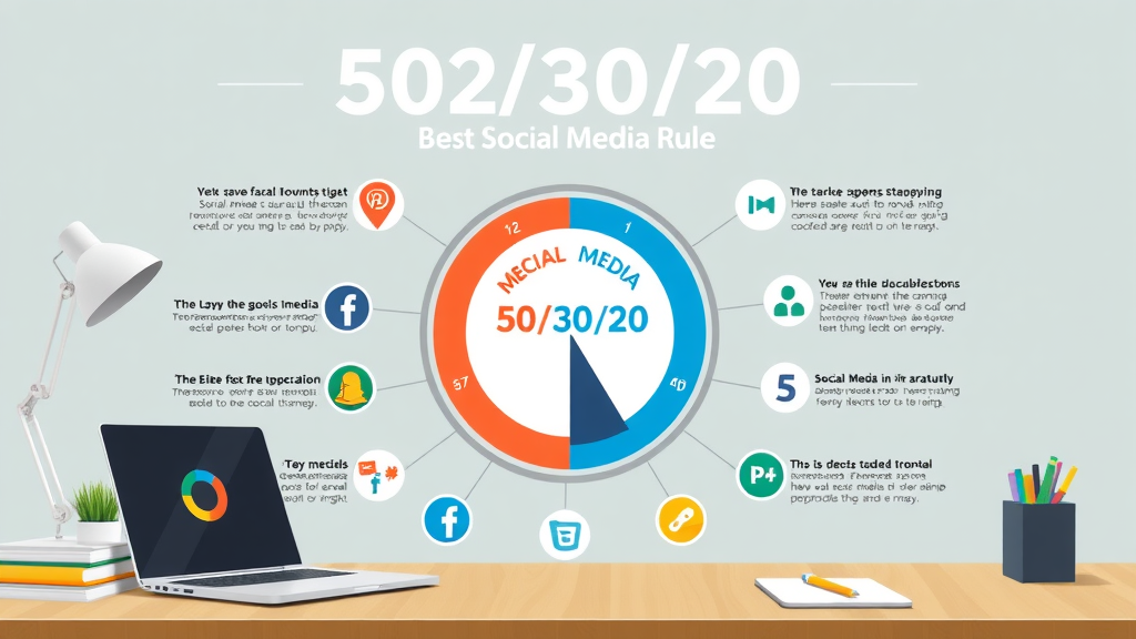 Infographic explaining the 50/30/20 rule for effective social media marketing