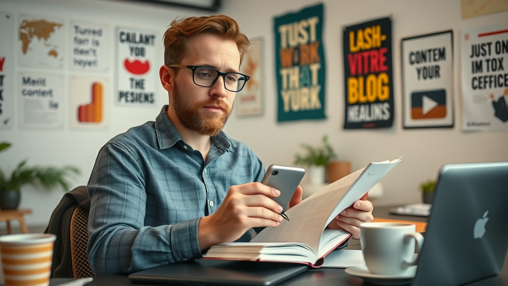 blog post headline brainstorming - strategist writing catchy headlines for blog lead generation