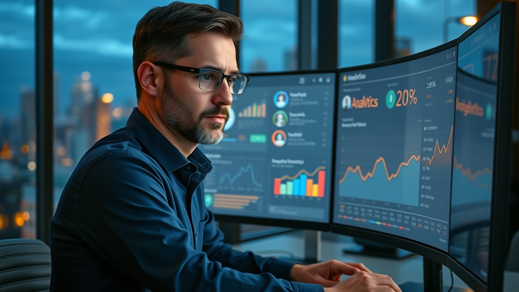 marketing analyst reviewing analytics data for measuring driving traffic through small business blogs