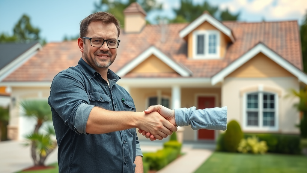 roofing contractor shaking hands new client roofing business marketing