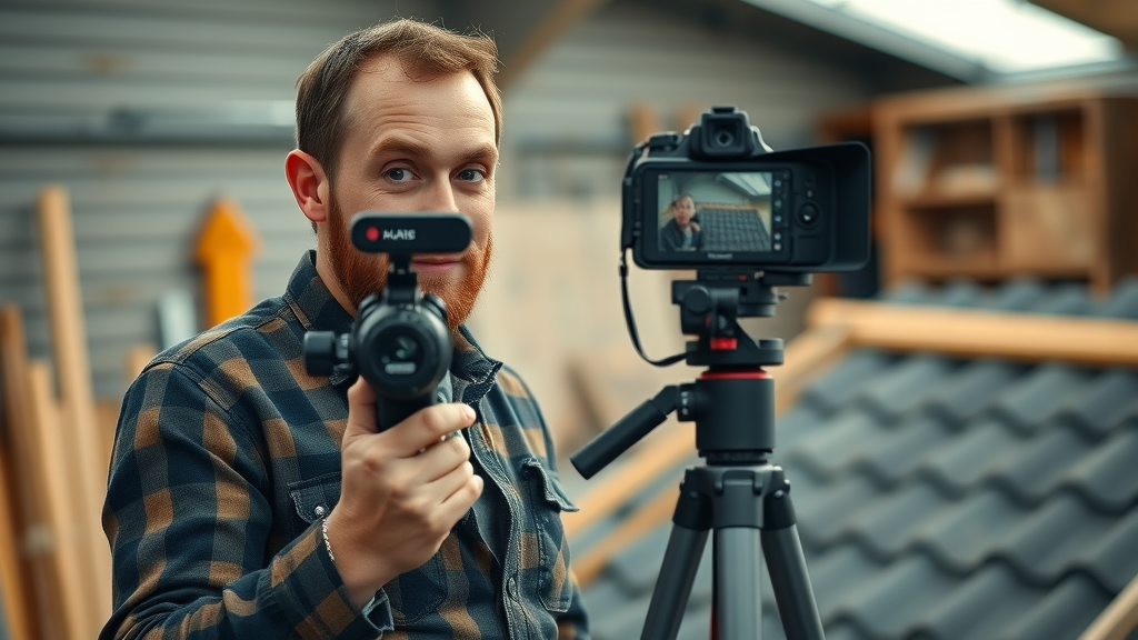 roofing expert filming educational video content marketing business growth