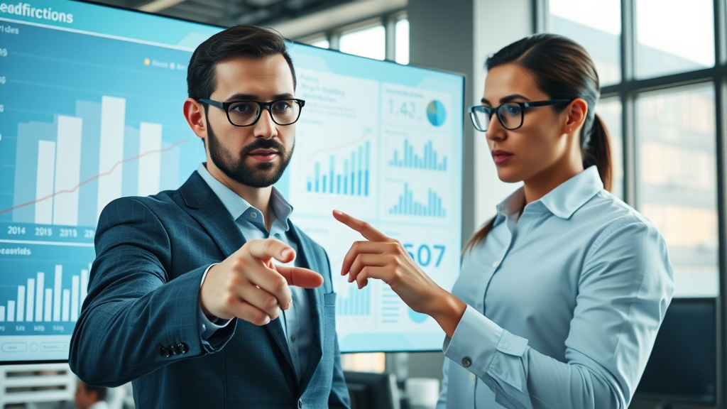 lead generation through blogging - professionals examining lead generation statistics on analytics dashboard