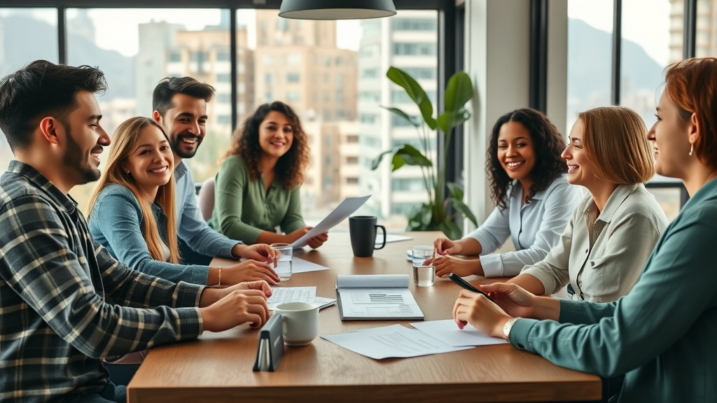 blogging for lead generation - diverse team collaborating on blog strategy in coworking space