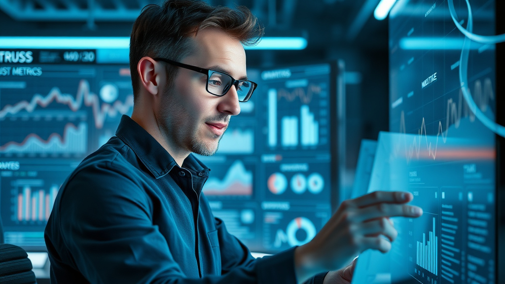 consumer trust with blogs - Marketer analyzing trust-building data on dashboard