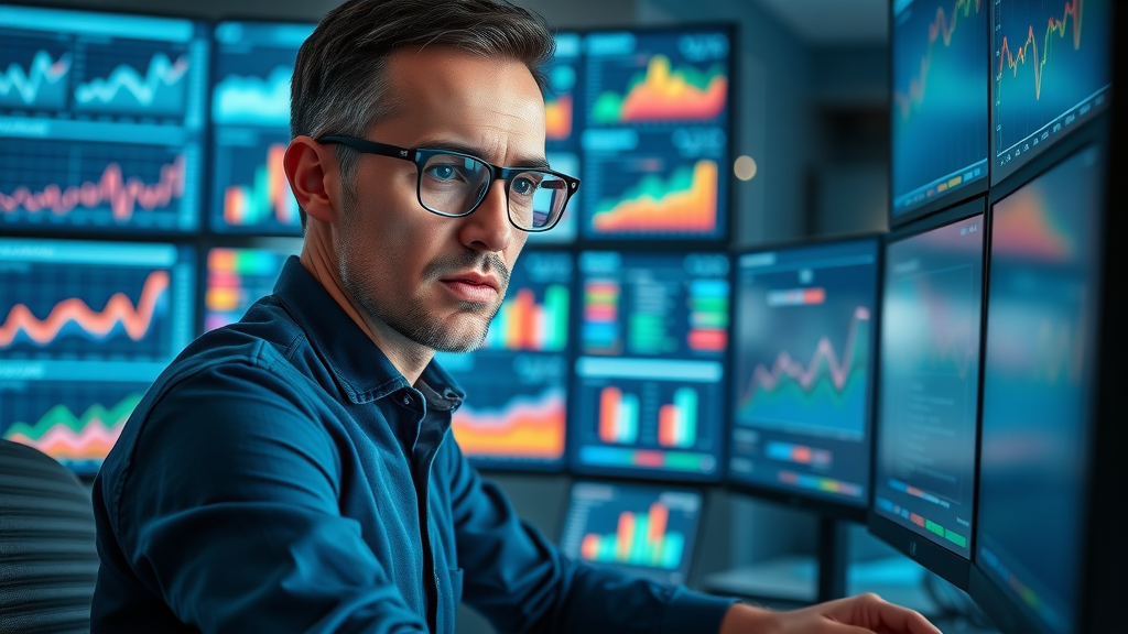 focused analyst reviewing dashboards with KPIs to measure the impact of content marketing ideas