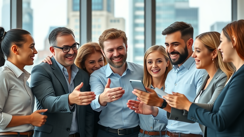 Benefits of blogging for business team collaboration, vibrant marketing strategy discussion, modern office