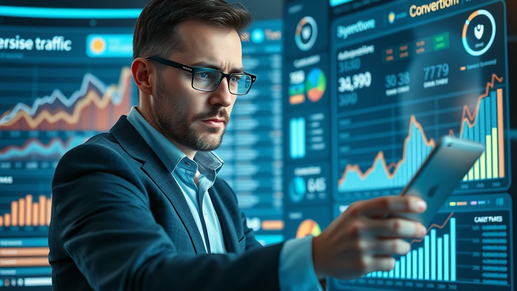 business owner analyzing leads and conversions from small business blog