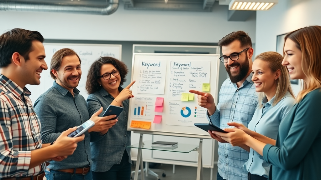 Keyword research for small businesses team collaborating at office