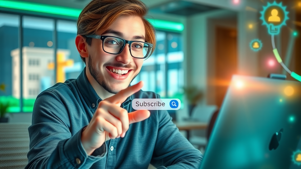 Happy blog reader subscribing to email list for ongoing blogging benefits, signing up online