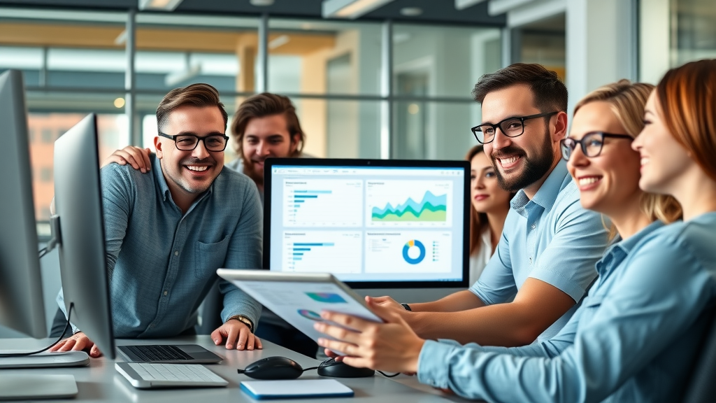 digital marketing team analyzing data for online marketing tips
