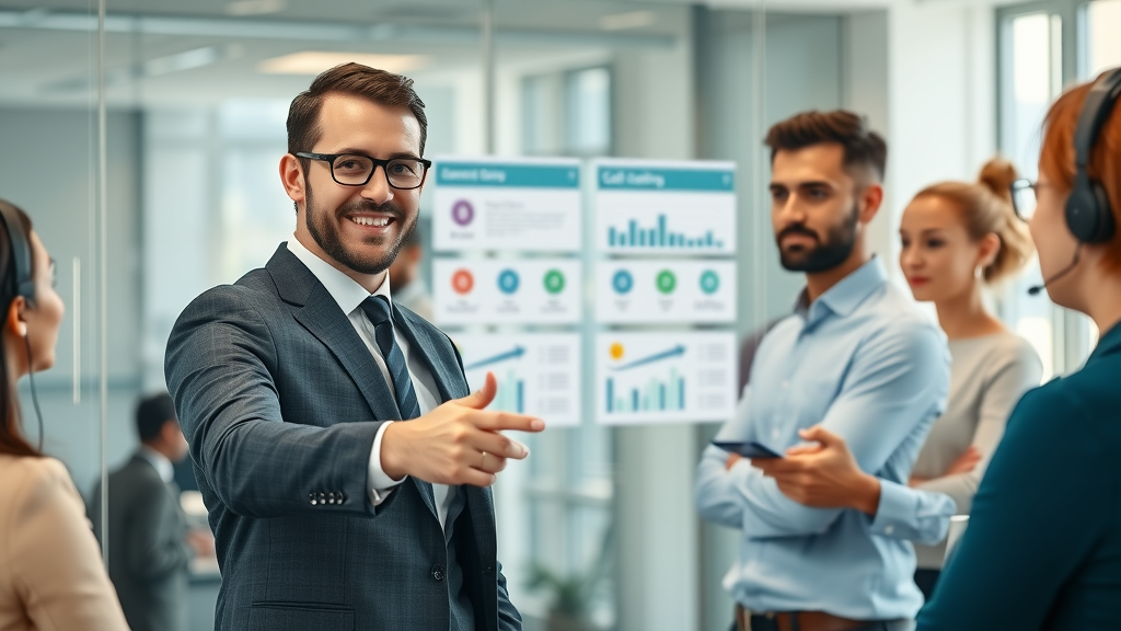 customer service manager teaching call conversion methods for increased customer calls