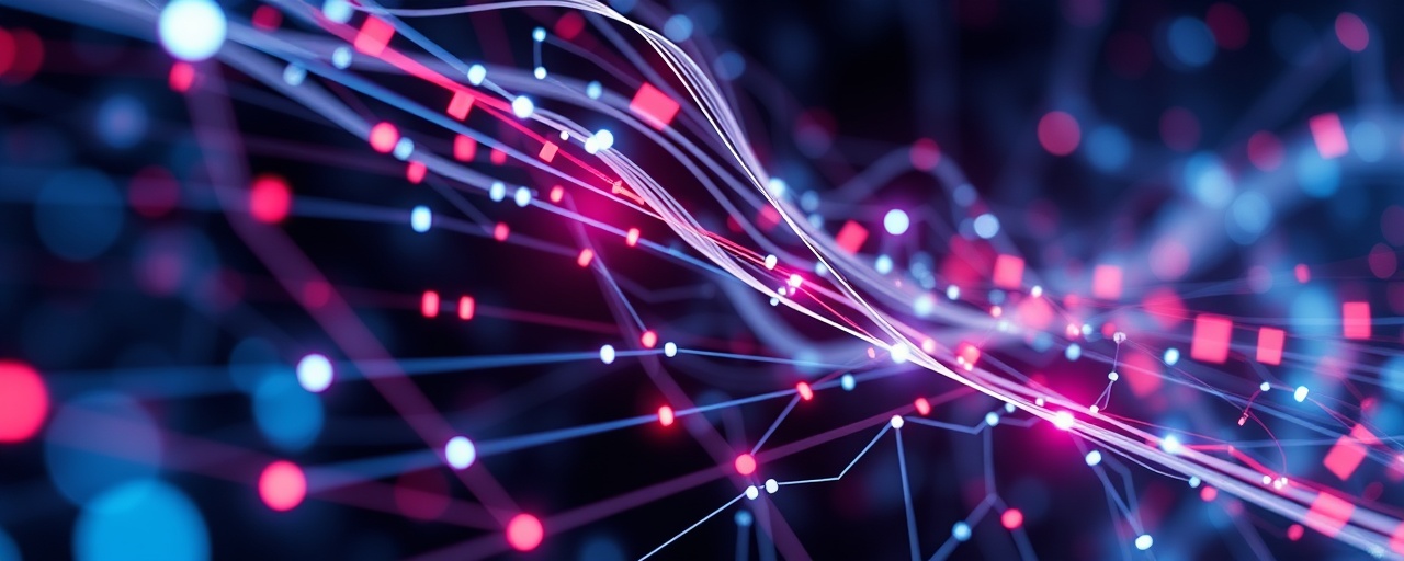 sleek communication link, seamless, transmitting data, photorealistic, abstract digital environment with fiber optics, highly detailed, dynamic data flow, ultra sharp focus, silver and neon accents, bright focused lighting, shot with a macro lens.